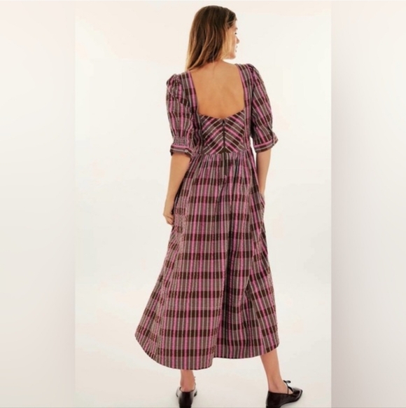 Free People Pink and Brown Plaid Midi Dress - Picture 7 of 7